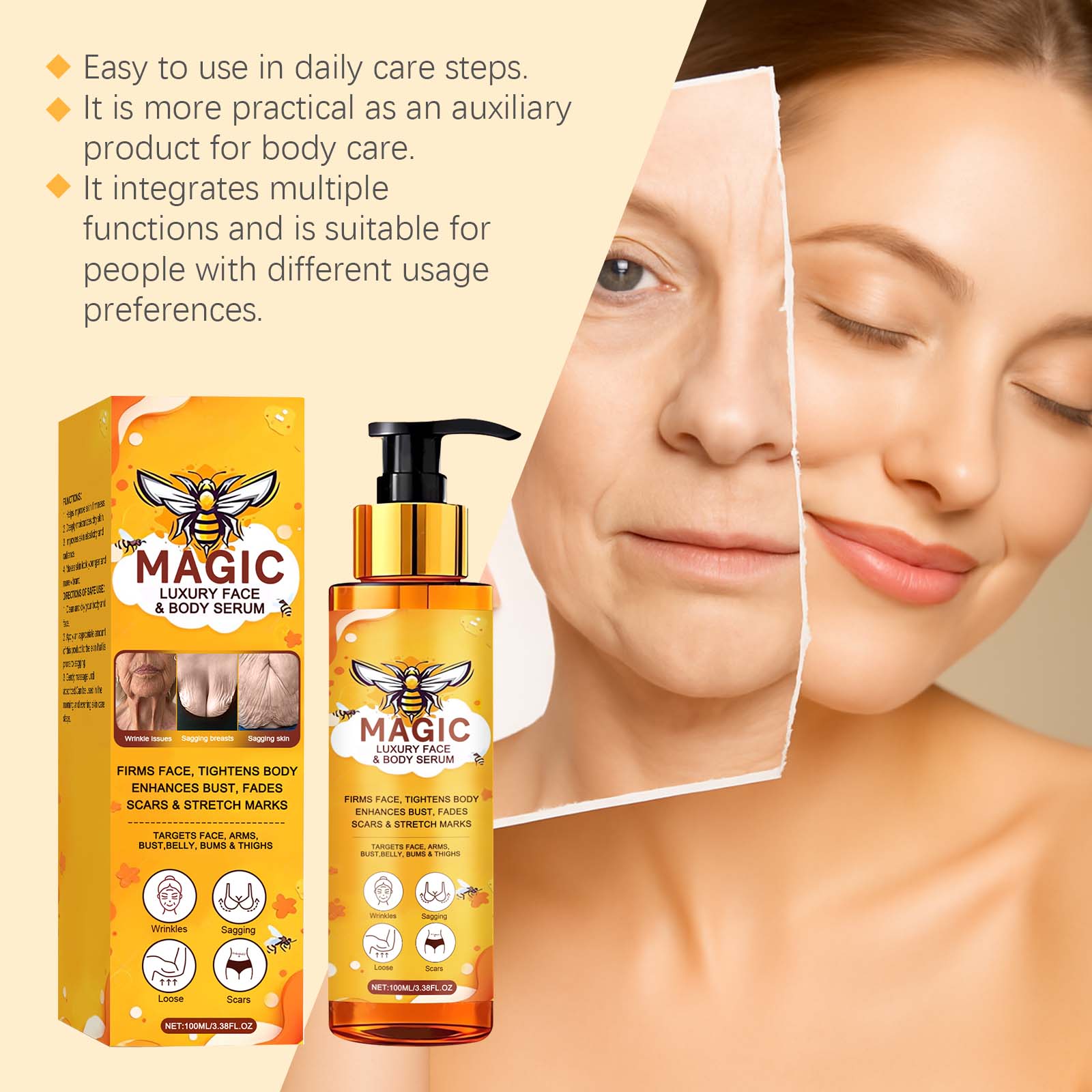 Bee Venom Skin Care Essence Daily Care Massage Body Skin Nourish Smooth Skin External Essence