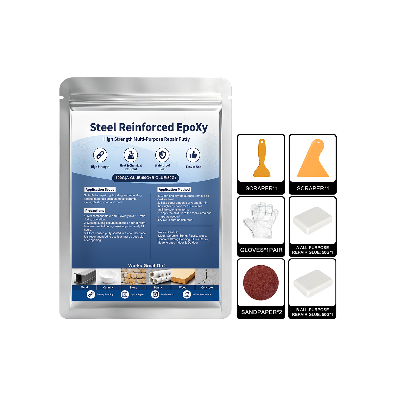 Multipurpose Repair AB Glue Household Ceramic Metal Stone Wood Damaged Surface Bonding Adhesive