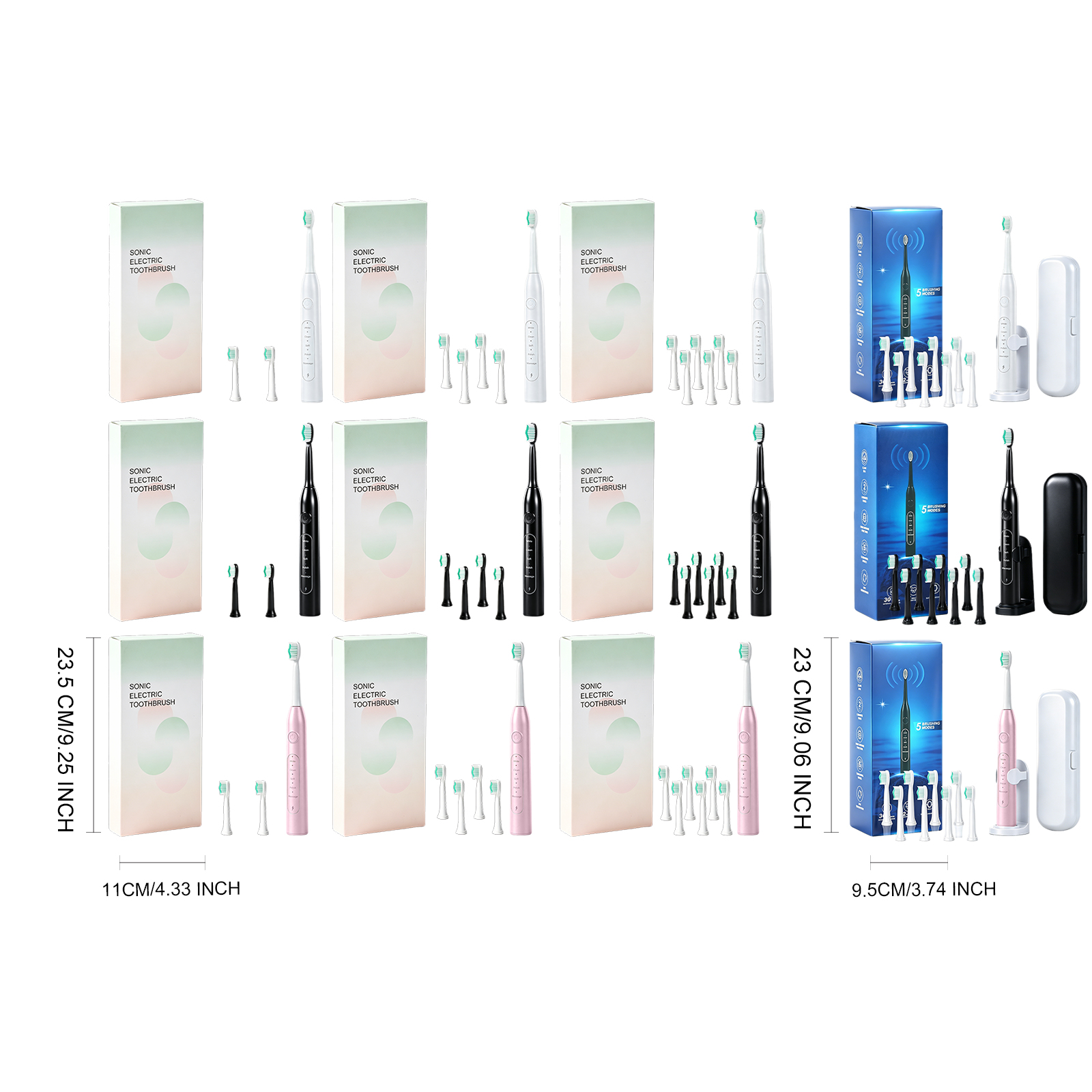 Electric Toothbrush Black Six Brush Heads Usb Charging Soft Hair Teeth Cleaning Stain Removal Gum Protection