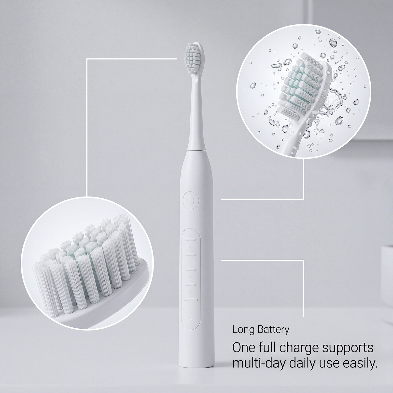 Electric Toothbrush Black Six Brush Heads Usb Charging Soft Hair Teeth Cleaning Stain Removal Gum Protection