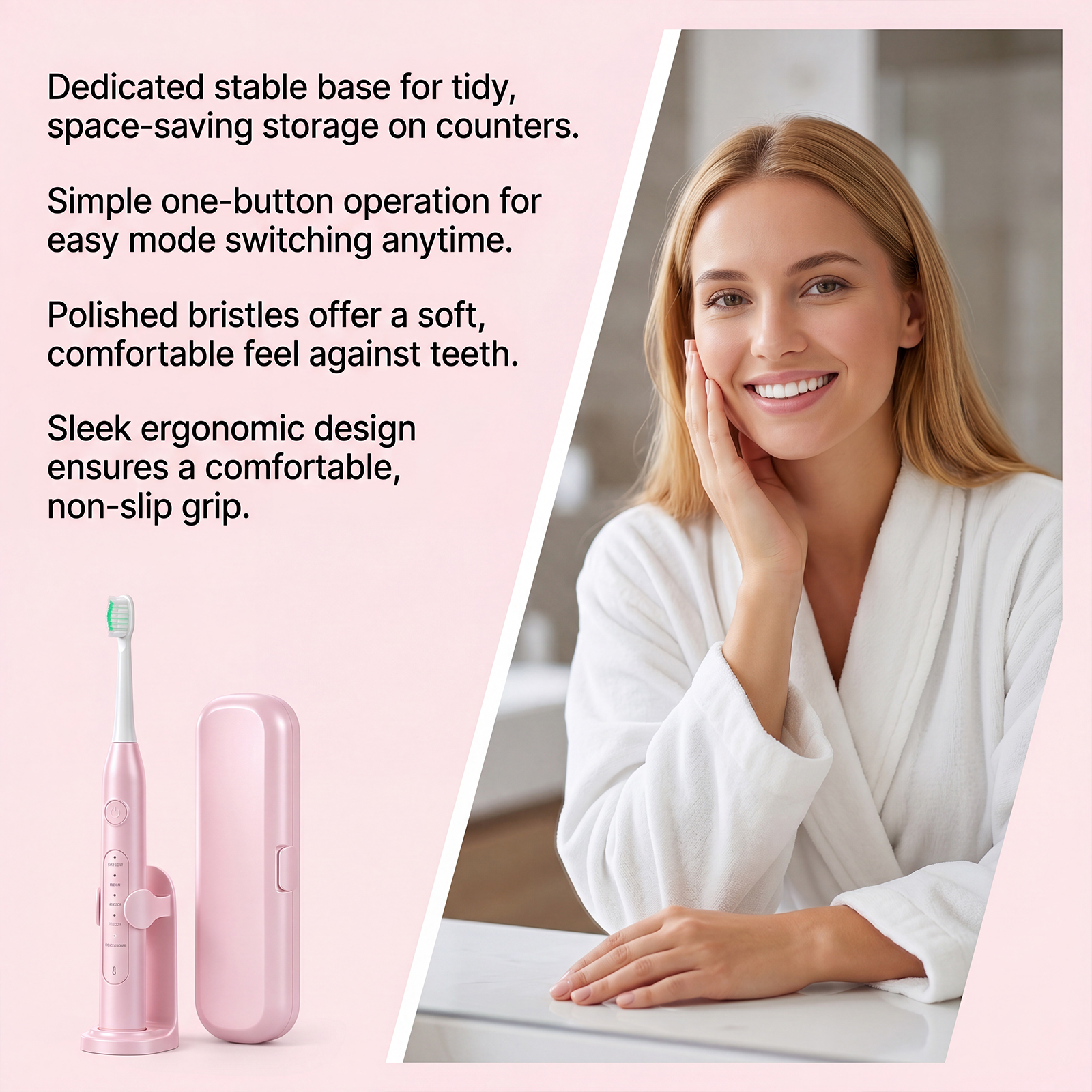 Electric Toothbrush Black Six Brush Heads Usb Charging Soft Hair Teeth Cleaning Stain Removal Gum Protection