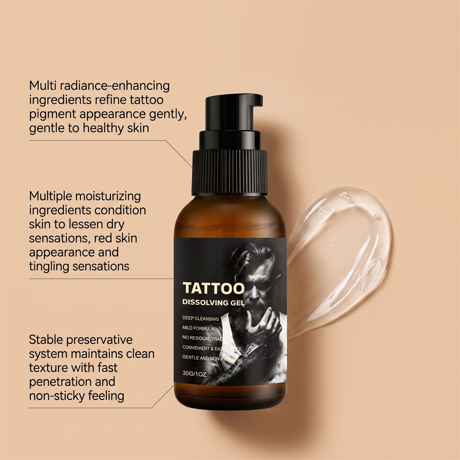Tattoo Care Gel Gentle Formula Non Sticky Clean Fade Tattoo Marks Daily Moisturizing Portable Nursing