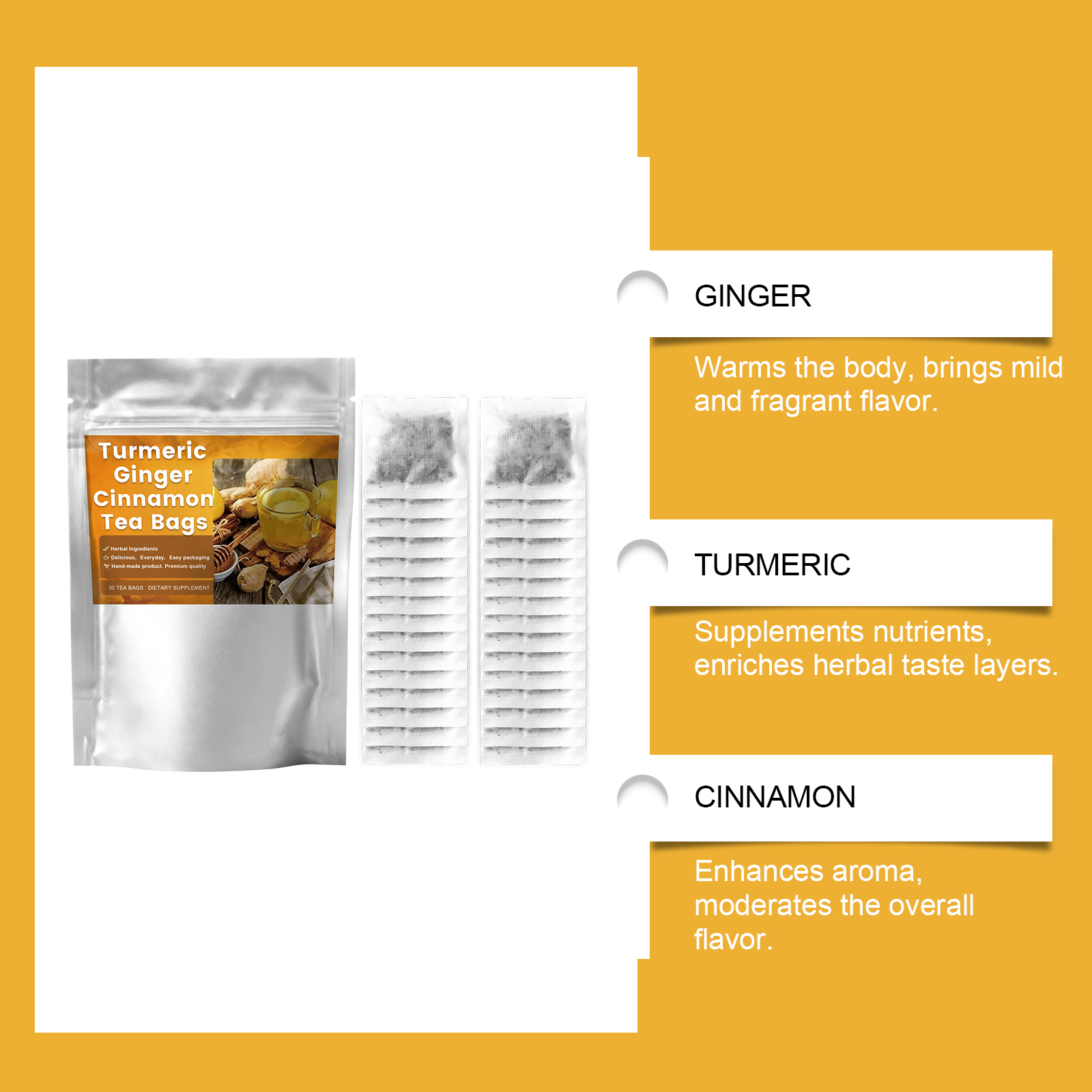 Three Flavors Warm Nourish Compound Tea Bag Mild Formula Moist Care Smooth Taste Portable Body Maintenance