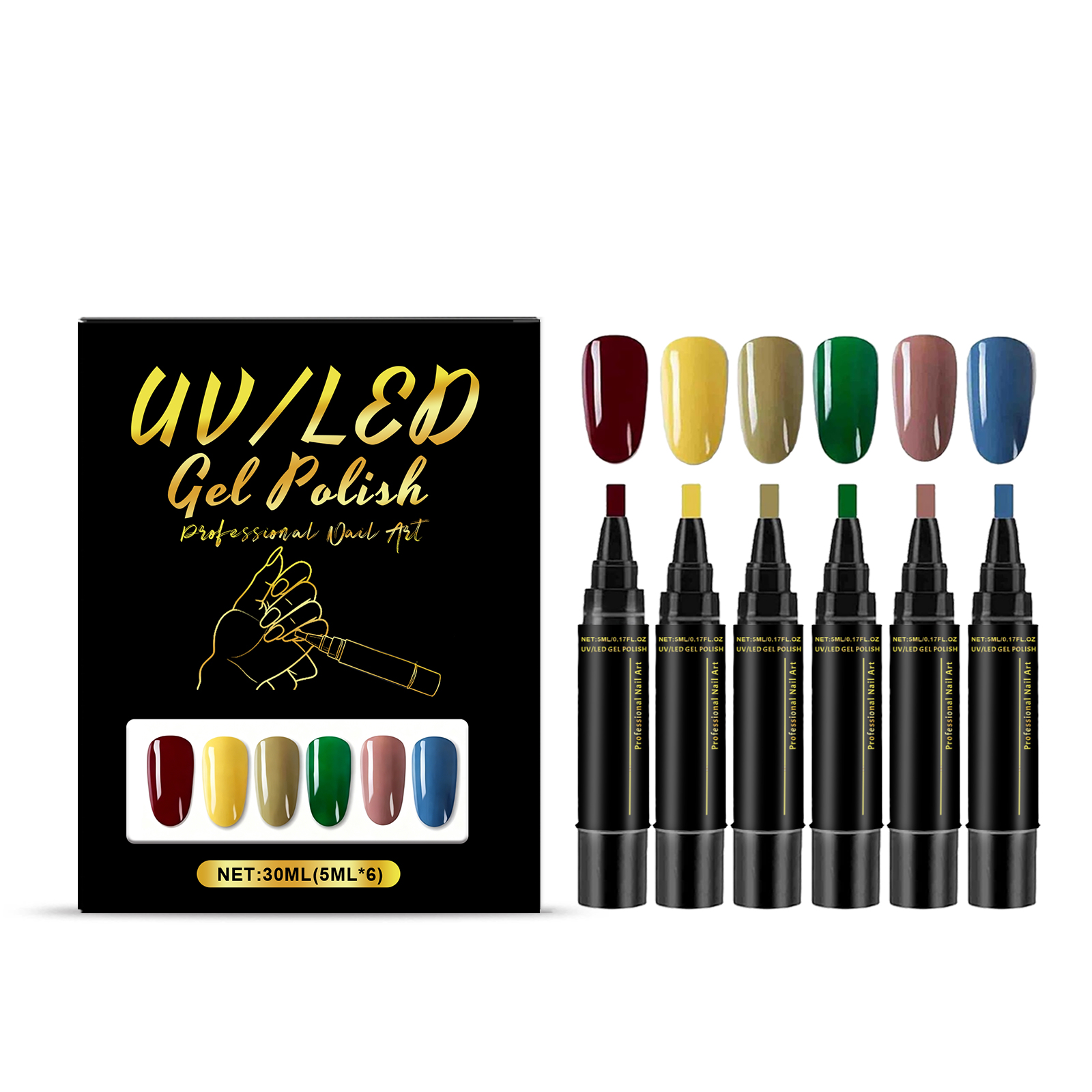 Nail Glue Pen Set Series Household Manicure Colorful Nail Polish Pen Fashion Mixed Color Convenient Smear