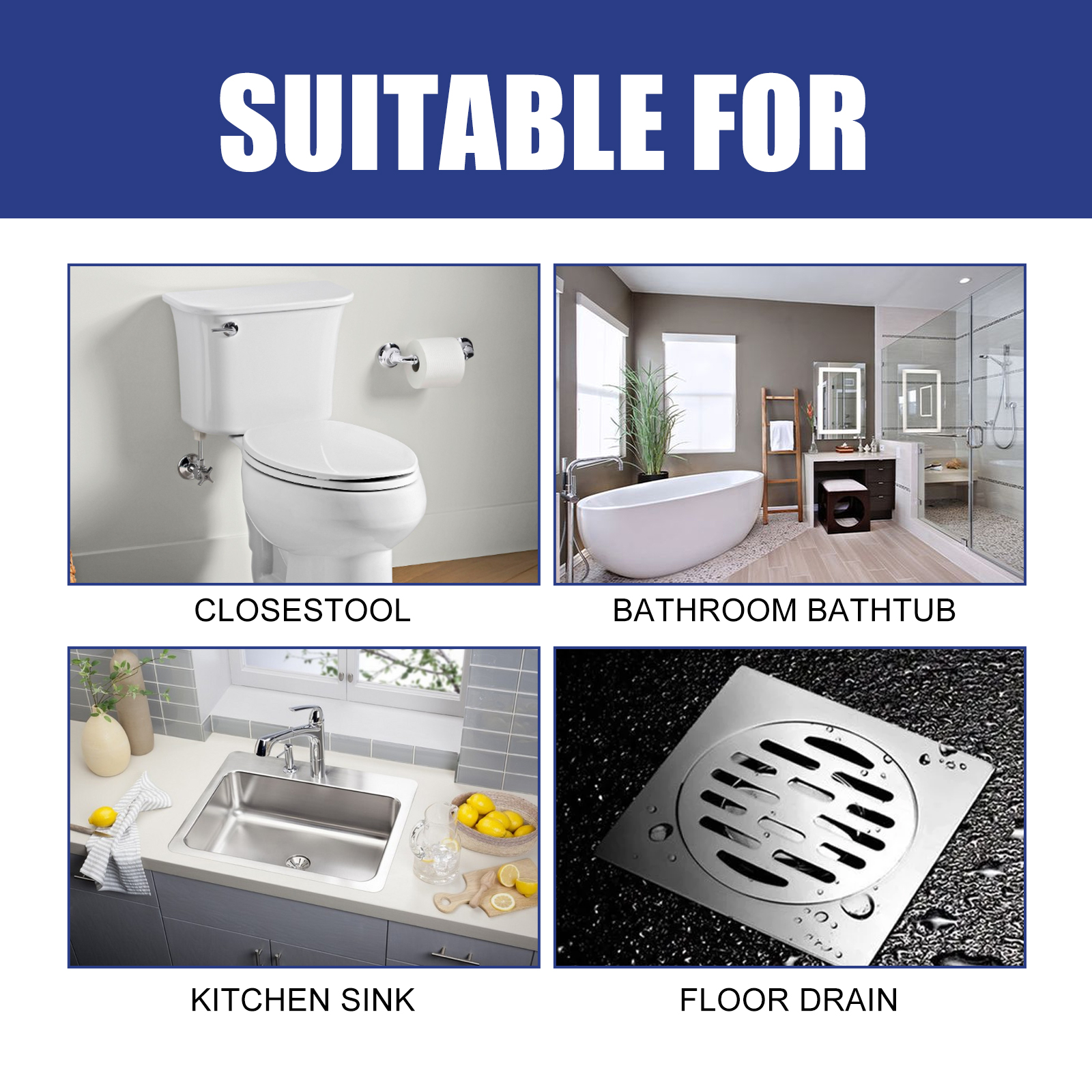 Drain Unclogger Powder Kitchen Sink Bathroom Pipe Cleaner Grease Hair Dissolver Deodorizer 500g