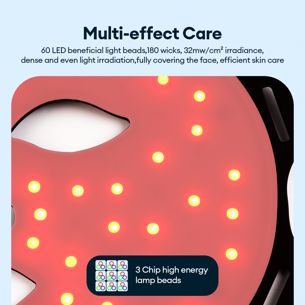 LED Light Therapy Face Mask Red Blue Light Photon Facial Beauty Mask 7 Color LED Skin Care Device for Home Use Anti Aging Wrinkles