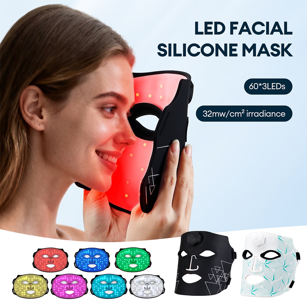 LED Light Therapy Face Mask Red Blue Light Photon Facial Beauty Mask 7 Color LED Skin Care Device for Home Use Anti Aging Wrinkles