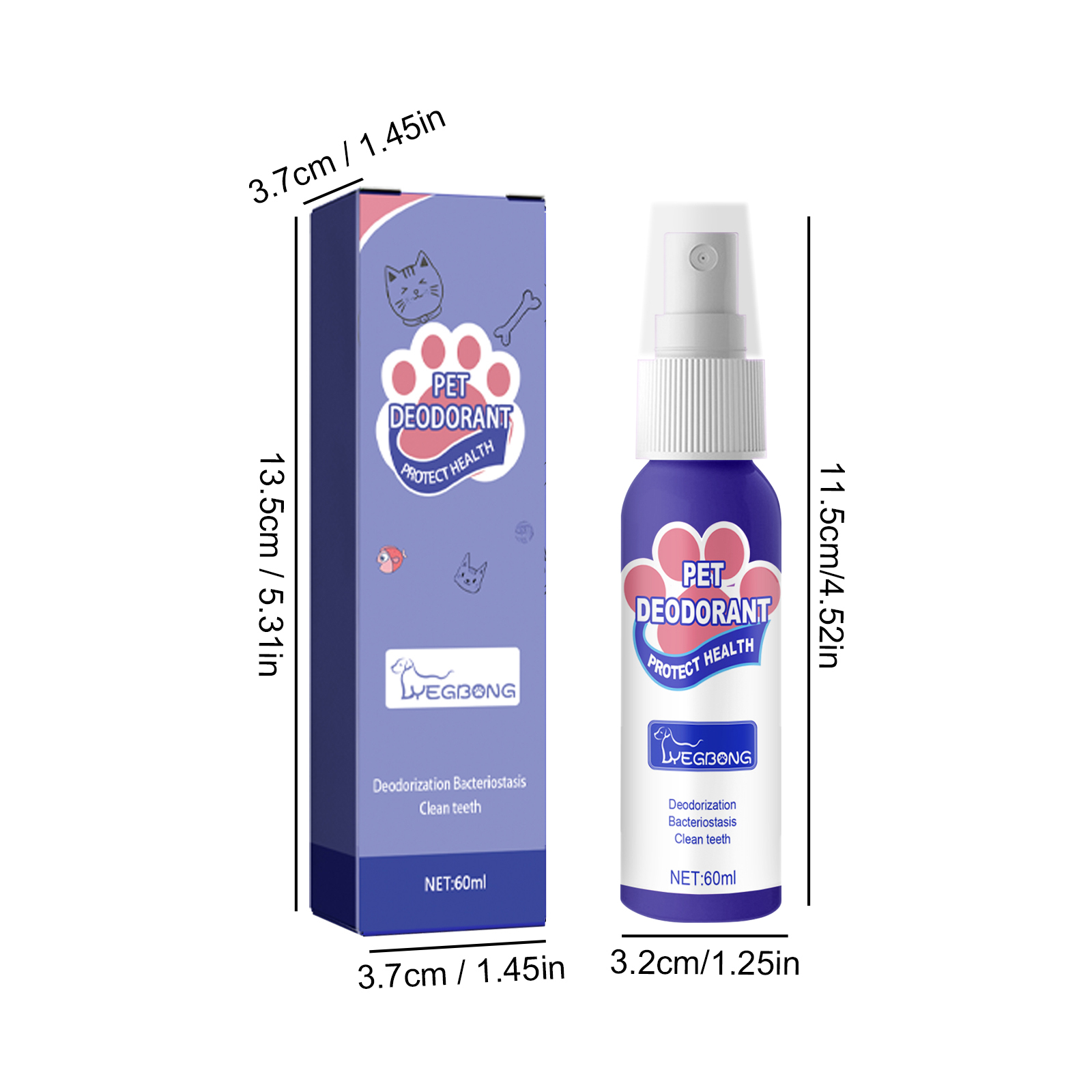 Dog Breath Freshener Spray Pet Oral Cleaning For Cats And Dogs Bad Breath Removal And Dental Care 60ml