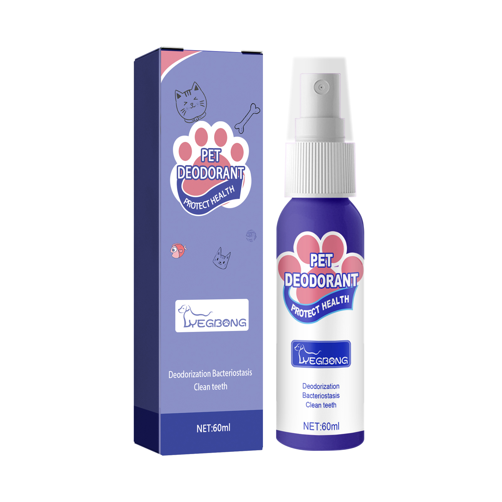 Dog Breath Freshener Spray Pet Oral Cleaning For Cats And Dogs Bad Breath Removal And Dental Care 60ml