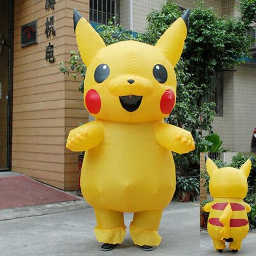 (For Child Height 120-140cm) Pokemon Pikachu Inflatable Costume Fancy Dress for Kids Adult  Halloween Cosplay Costume Outfit for Themed Party Carnival Dress Up