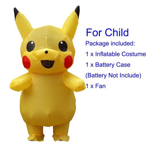 (For Child Height 120-140cm) Pokemon Pikachu Inflatable Costume Fancy Dress for Kids Adult  Halloween Cosplay Costume Outfit for Themed Party Carnival Dress Up
