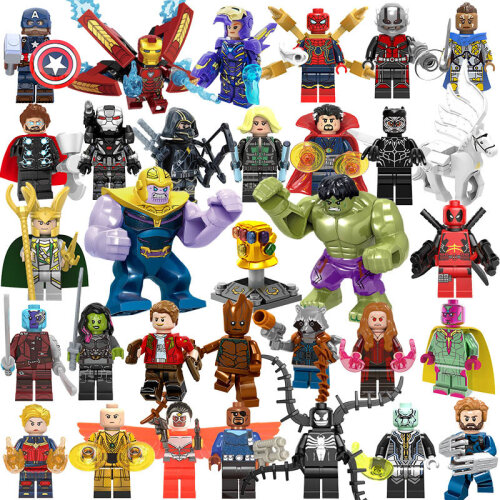 Marvel Superheroes Minifigures Hulk Thor Captain America Venom Groot Thanos Vision Falcon Racoon Spider Character Action Figure 32pcs Kits Compatible Lego Toys For Children Christmas Gifts
