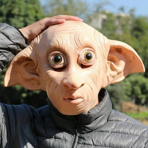 Dobby Mask Full Face with Elf Ears Latex Realistic for Halloween Cosplay Costume Carnival festivals Harry Potter  party Masquerade Props Men Adult Teens Size