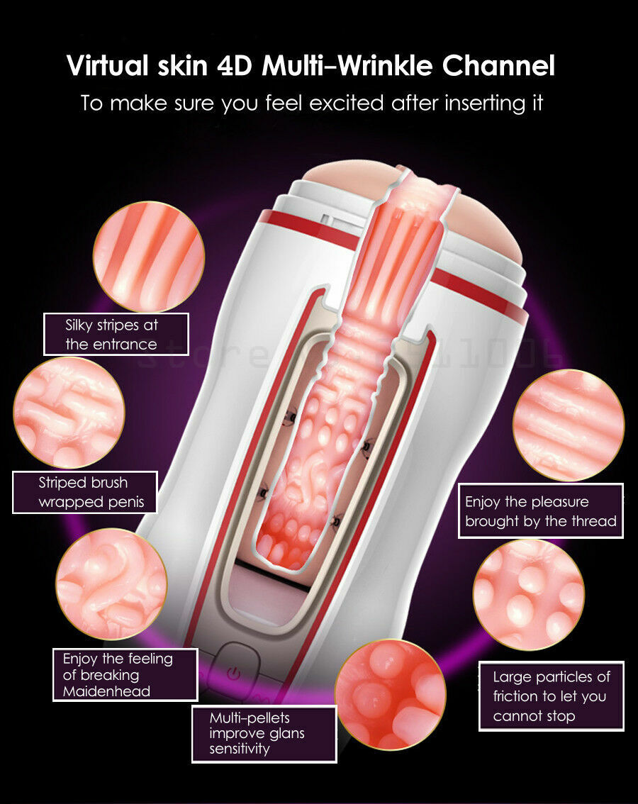 Automatic Male Masturbator Hands Free Vagina Pussy Stroker Cup Vibrator Massager USB Adult Sex Toy for Man 4D Simulation Genital Apparatus Aircraft Vagina Cup Cover Discreet Packaging Multi Speed