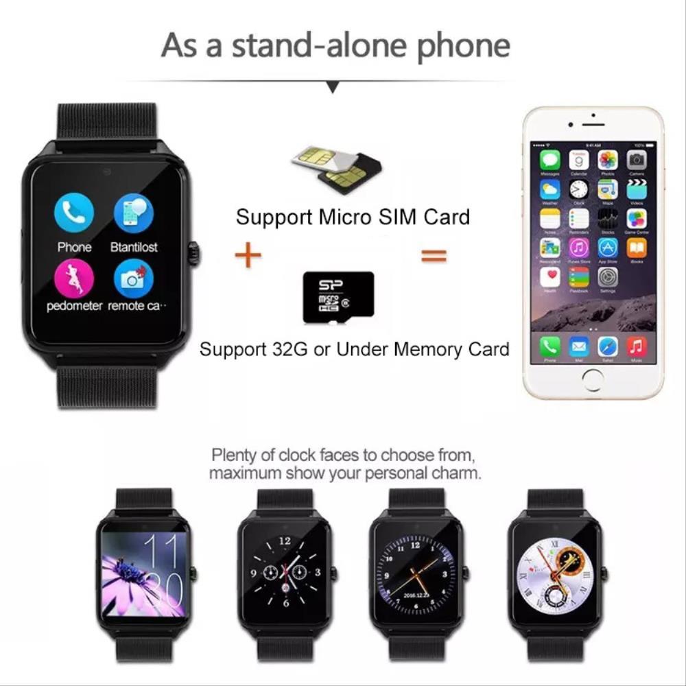 Bluetooth Smart Watch Camera For Android iOS GSM GPRS SIM TF Card Black