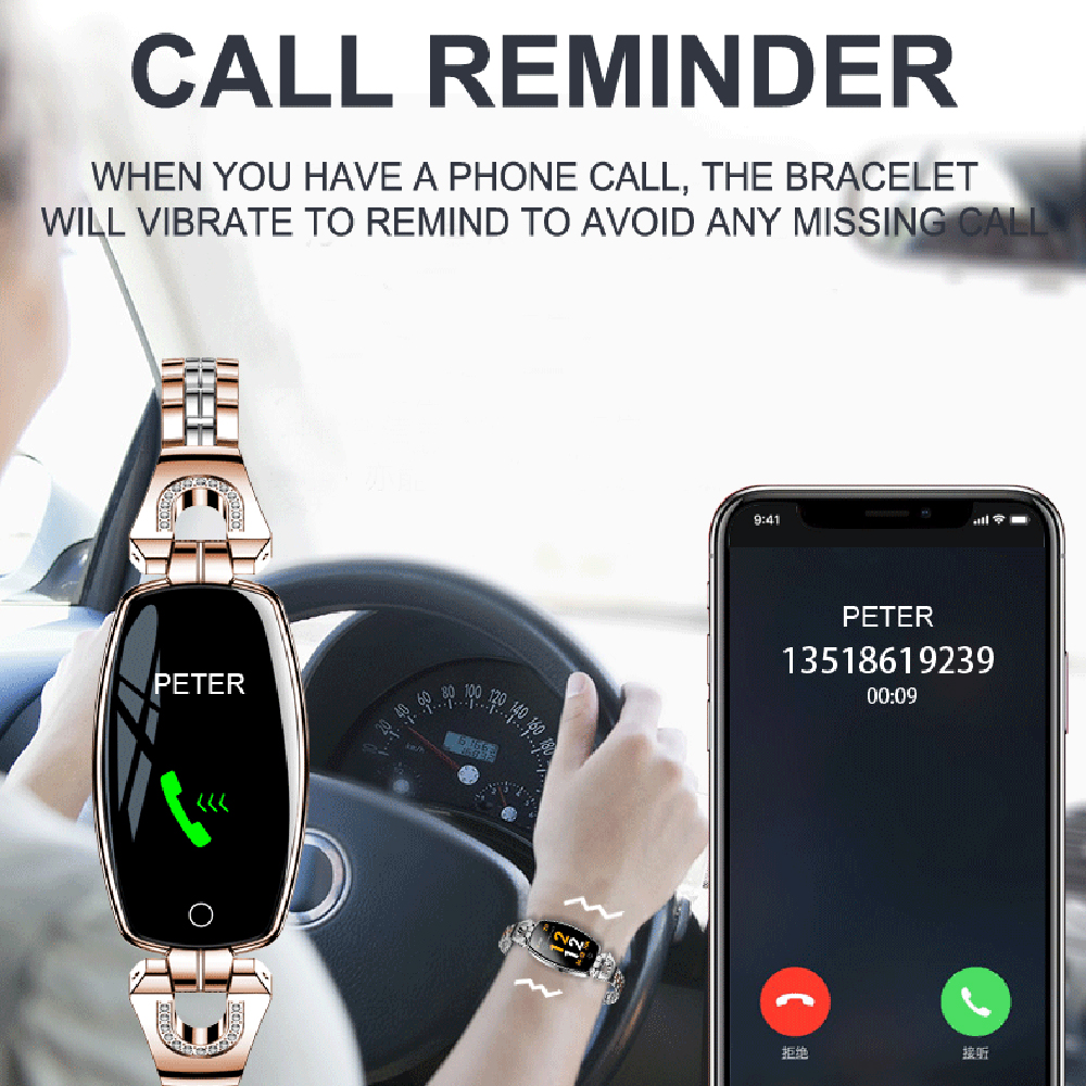 (Black) Smart Watch For Women Fitness Tracker Smartwatch Bracelet For iOS Android Phones