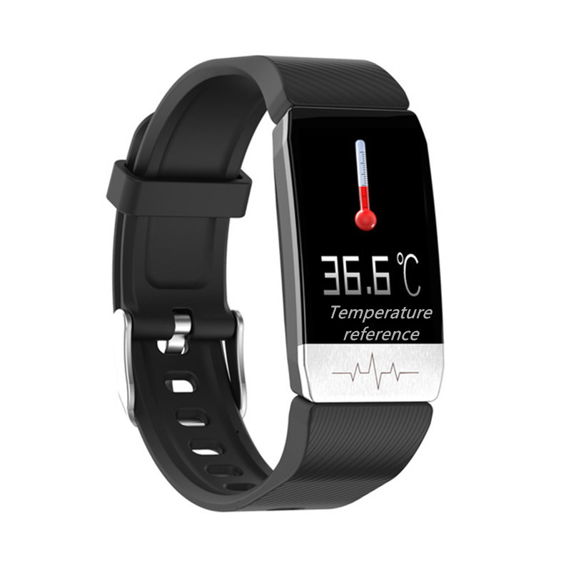 Smart Watch Temperature Measure ECG Heart Rate Blood Pressure Monitor Weather Forecas Wristbands Black