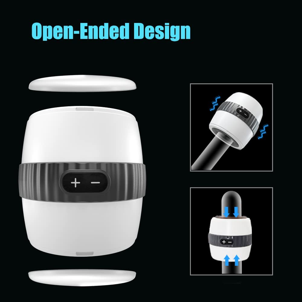 Male Masturbator Sex Toys for Men Pocket Pussy Adult Toys Open-Ended Stroker Vibrator Stimulator Machine Toys 3D Textured Tunnel with 12 Vibration Modes Mens Sex Pleasure