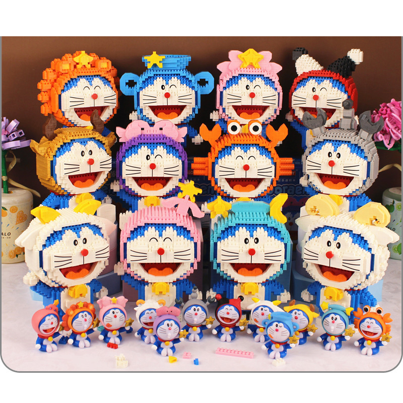 (Taurus) Doraemon Scorpio Aries Libra Cancer Leo Virgo Cat Animal Robot Pet Mini Diamond Blocks Bricks Building Toy