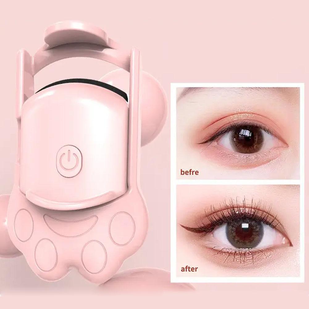 (White) Heated Eyelash Curlers Cat Paw Electric Heated Eyelash Curler USB Eyelash Curler Lash Curling Tool for Women Eyes Makeup Tool for Natural Curling with Heating 2 Level Temp Last All Day