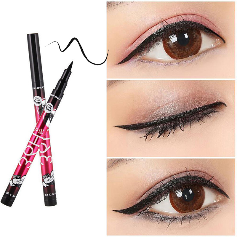 (3PCS Black) Liquid Eyeliner Pencil Eye Liner Pen Portable Quick Dry Waterproof 36 Hours Long-lasting Sweatproof No Blooming Cosmetics Beauty Makeup Tools