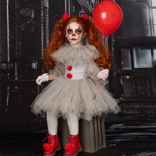 Clown Halloween Fancy Dress Kids Bad Girl Costume