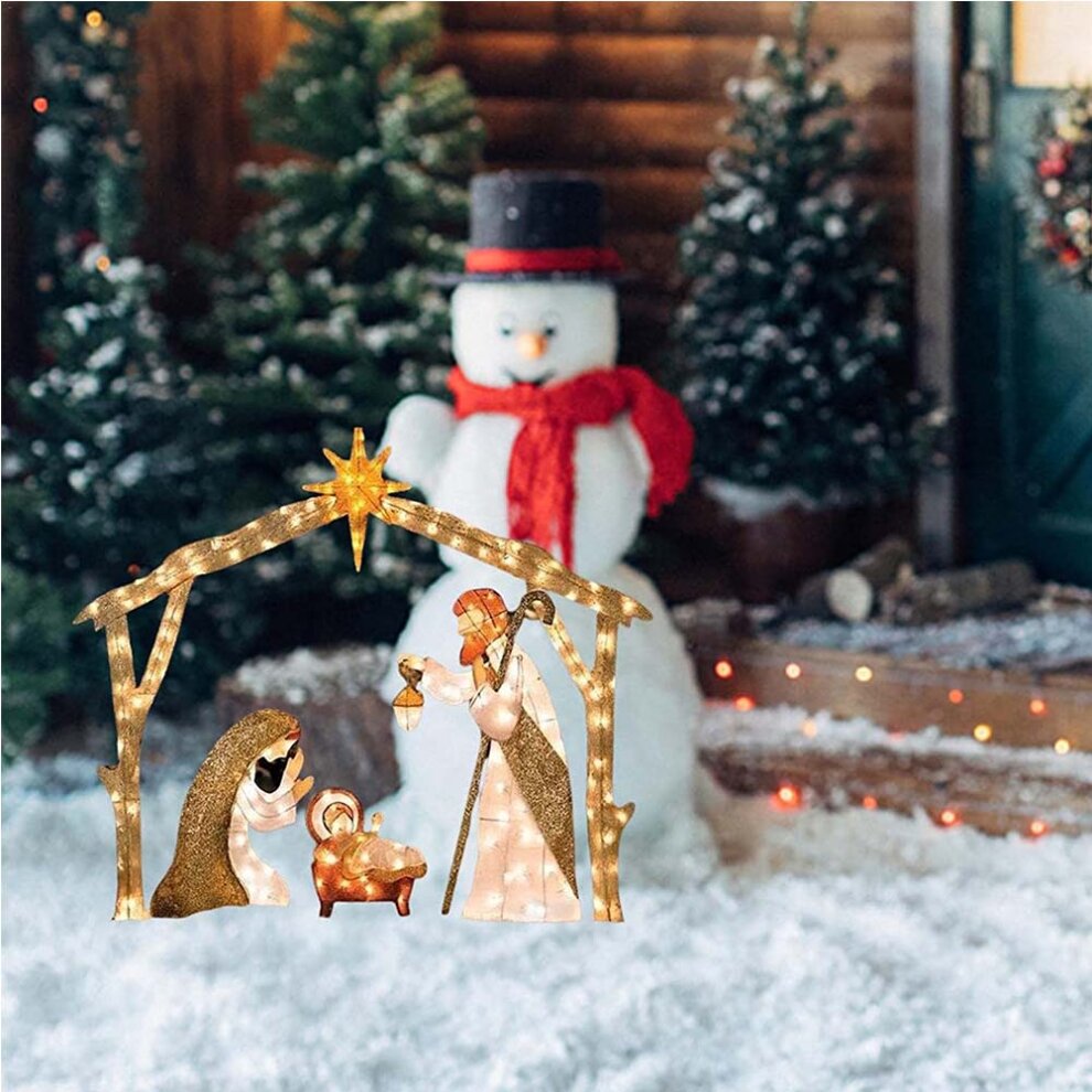 Christmas Decoration Christmas Jesus Holy Family Nativity Scene Yard Ornaments Outdoor Garden Decor with Lights String