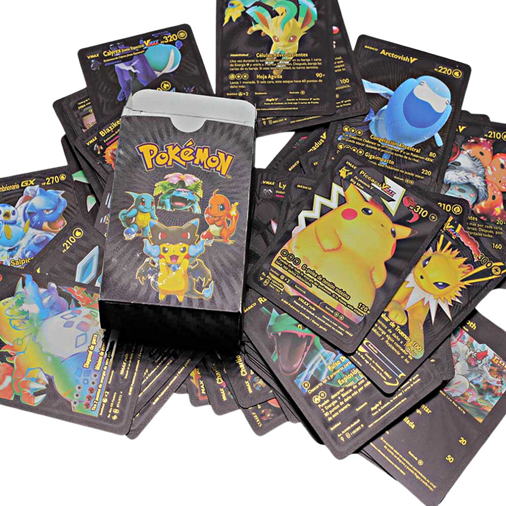 Pokemon Cards 55pcs Metal Black Vmax GX Cards Charizard Pikachu Series