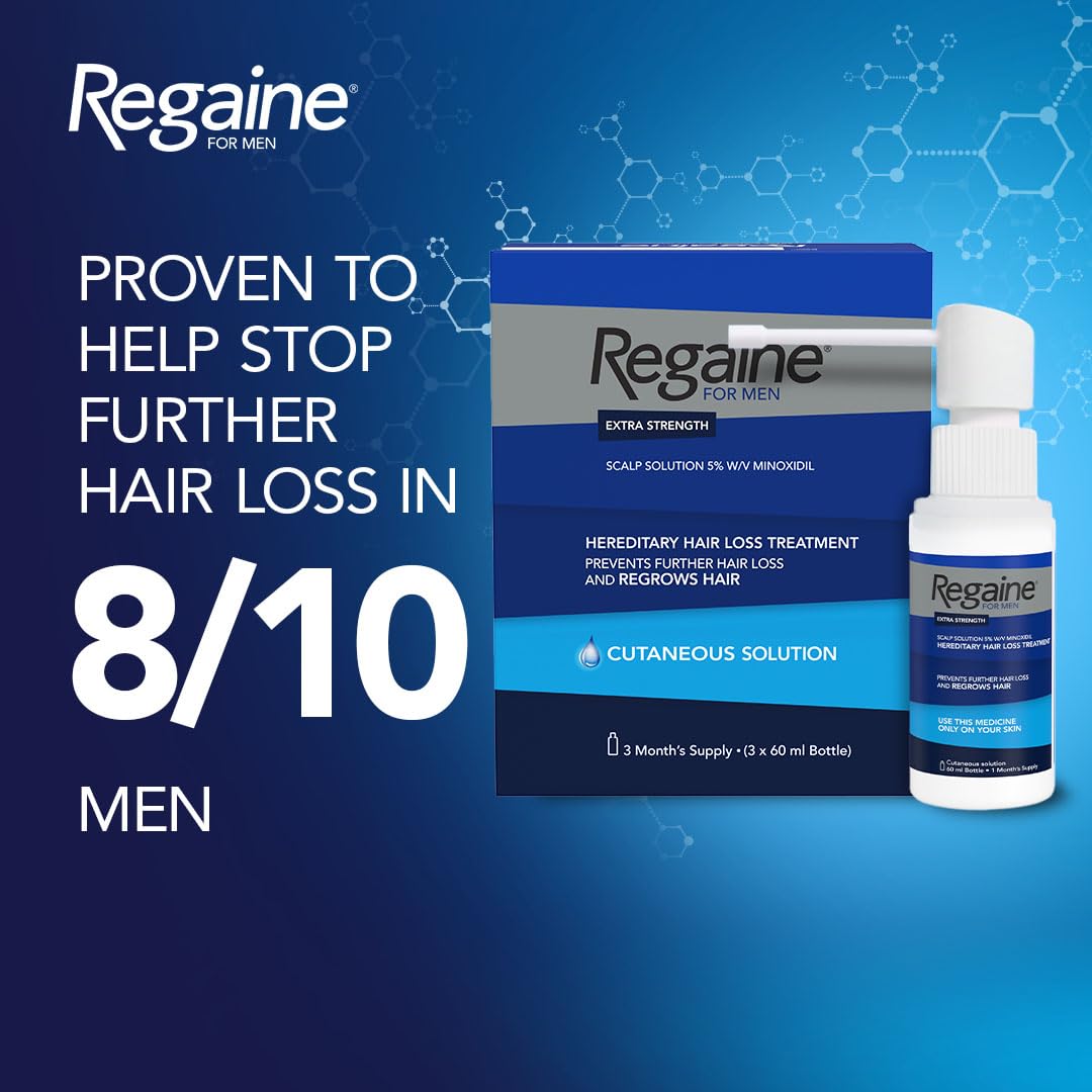 (60ml Pack of 1) Regaine for Men Extra Strength Scalp Solution for Hair Regrowth Male Hair Loss Solution 5 Percent Minoxidil Cutaneous Solution Male Pattern Hair Loss
