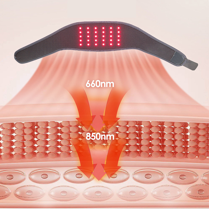 (Grey) 30LEDs Red Infrared Light Device 660nm and 850nm Red Infrared Lamp Belt Device Adjustable Red Light with Timer, for Neck Wrap,Back, Shoulder, Arm, Muscle