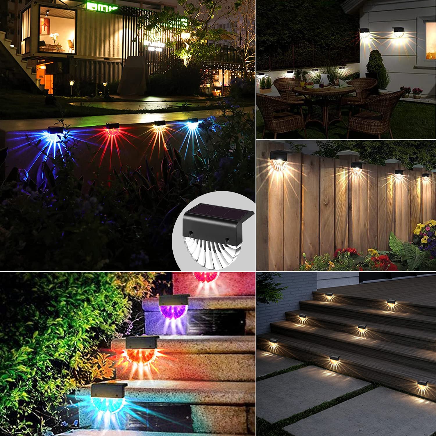 Pathway Lighting Solar Deck Light Solar Step Lights Used for Fence Terraces, Stairs Garden Decorations 4Pcs