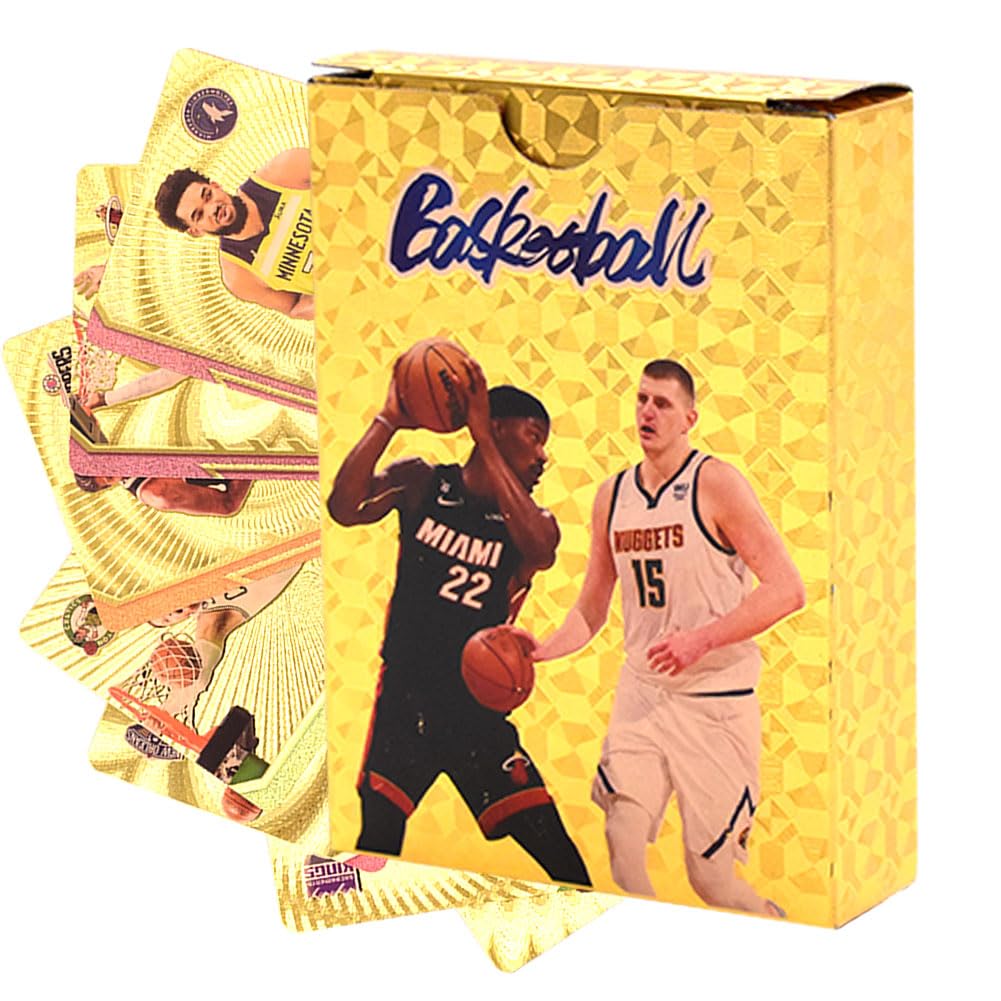 Basketball Star Card NBA Cards Basketball Card Trading Card Gold Foil Cards Collection Cards Box 55PCS Trading Cards for Kids Boys Fans Birthday Party