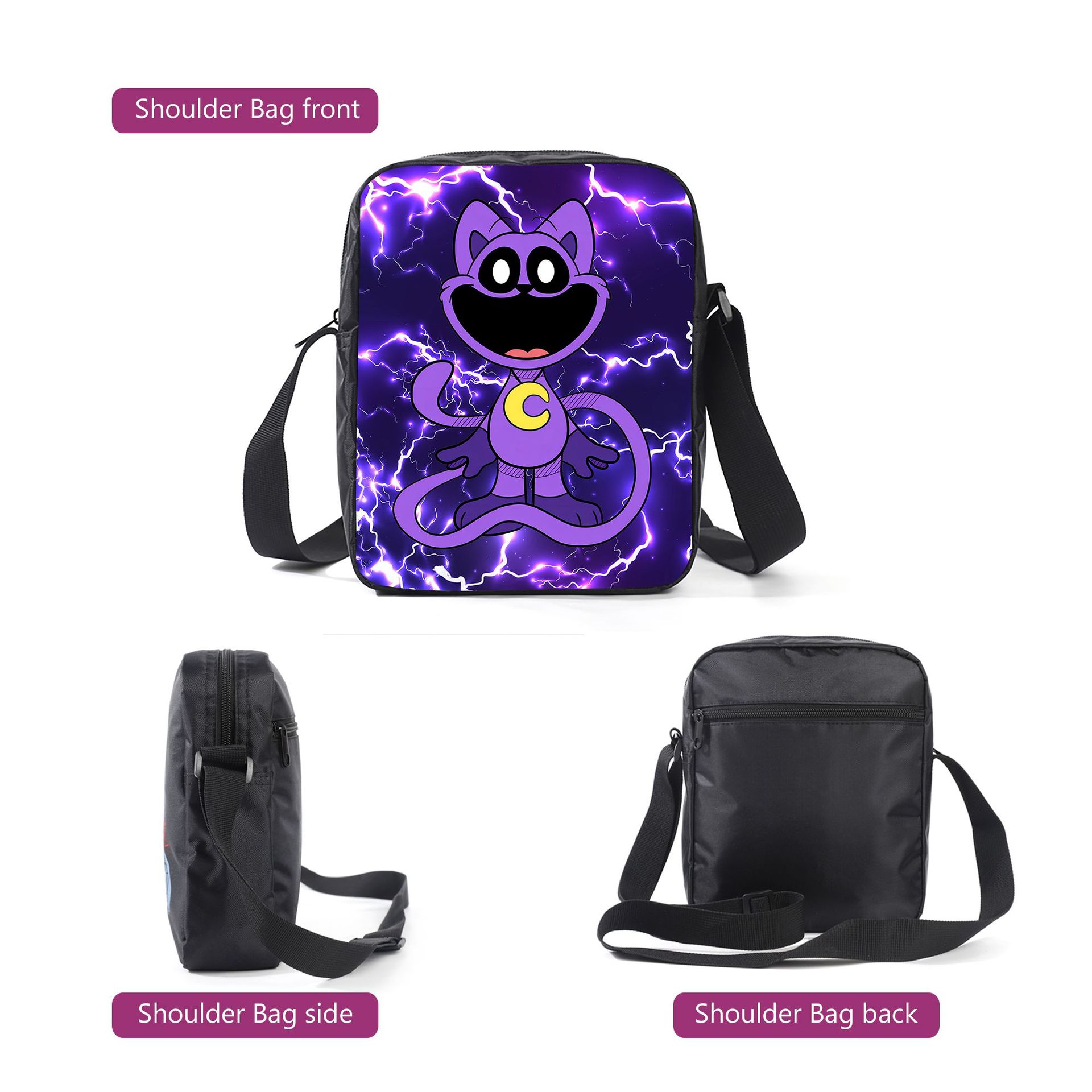 (Style A) Smiling Critters Canvas Students Schoolbag Laptop Backpack Travel Daypack for Kids
