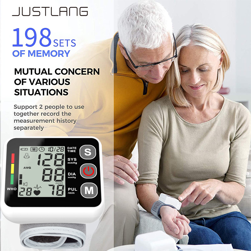 (White) Digital Wrist Blood Pressure Monitor With Large LCD Display BP Machine Cuff