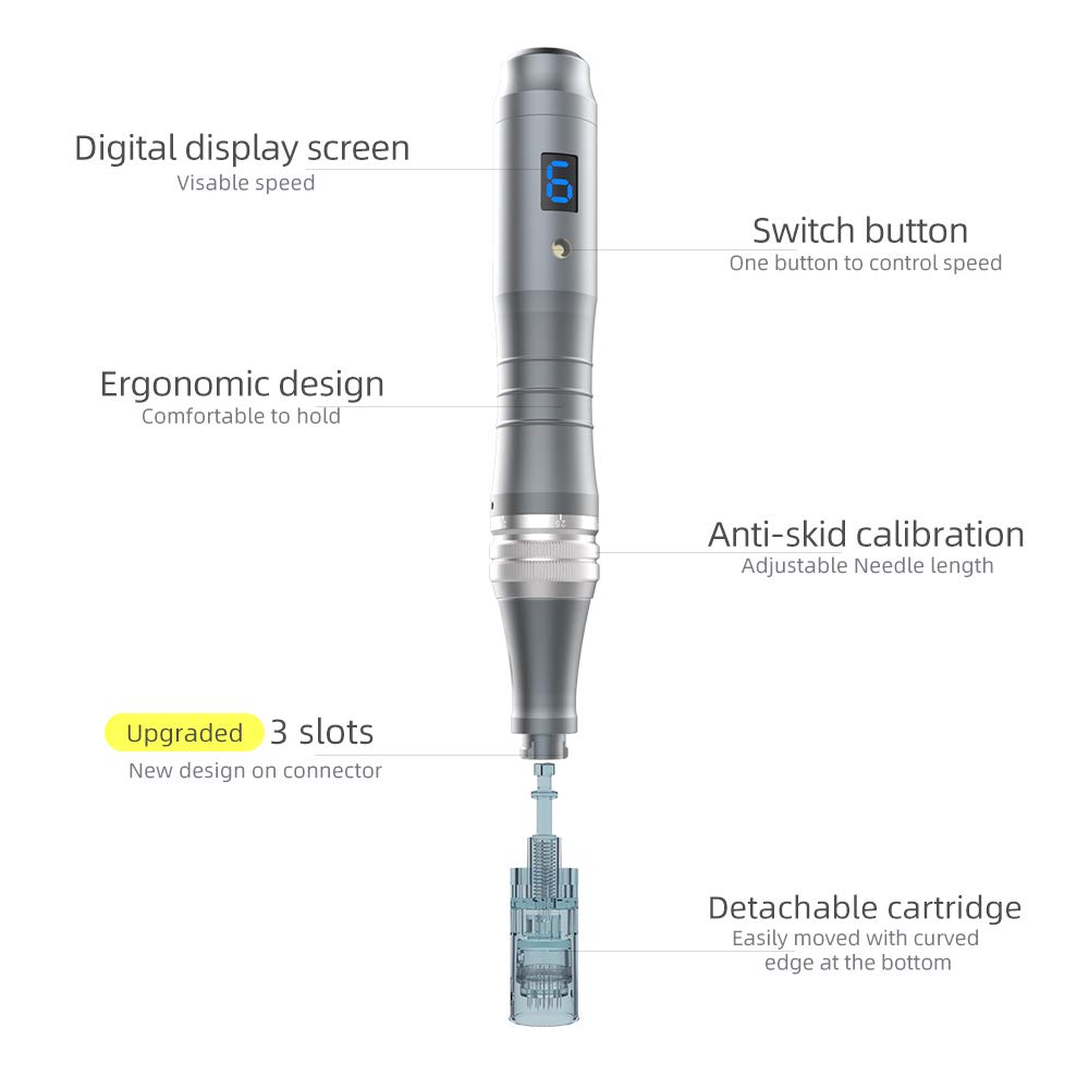 Dr.pen M8 Professional Wireless Nano Needling Treatment Kit Derma Pen Set for Face Serum 6 Speeds with Ten Nano Round Cartridges (UK Plug)
