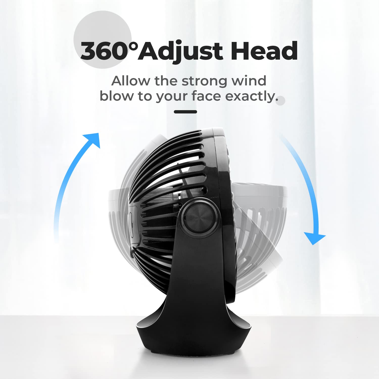 (Black) OCOOPA USB Desk Table Fan with Strong Airflow Quiet Operation Portable Cooling Fan Speed Adjustable Rotatable Head for Home Office Bedroom Table and Desktop