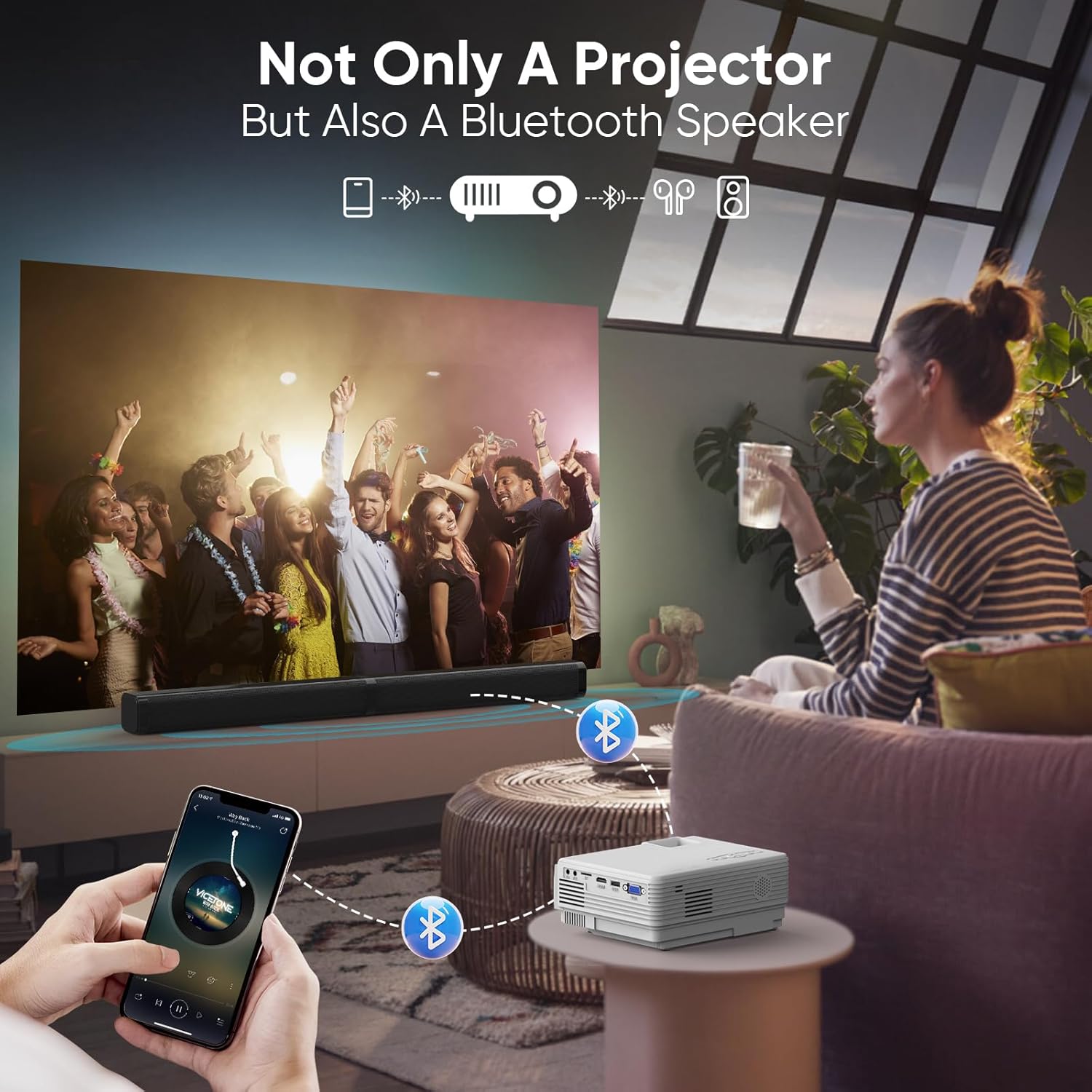 Mini Projector 15000L 5G WiFi Bluetooth Portable Projector for Bedroom Full HD 1080P Zoom Outdoor Home Theater Video Projector Compatible with TV Stick HDMI USB Laptop Smartphone