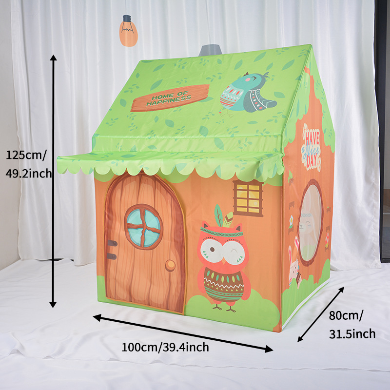 Indian Wooden House Kids Folding Playhouse Tent Toddler House Indoor Outdoor