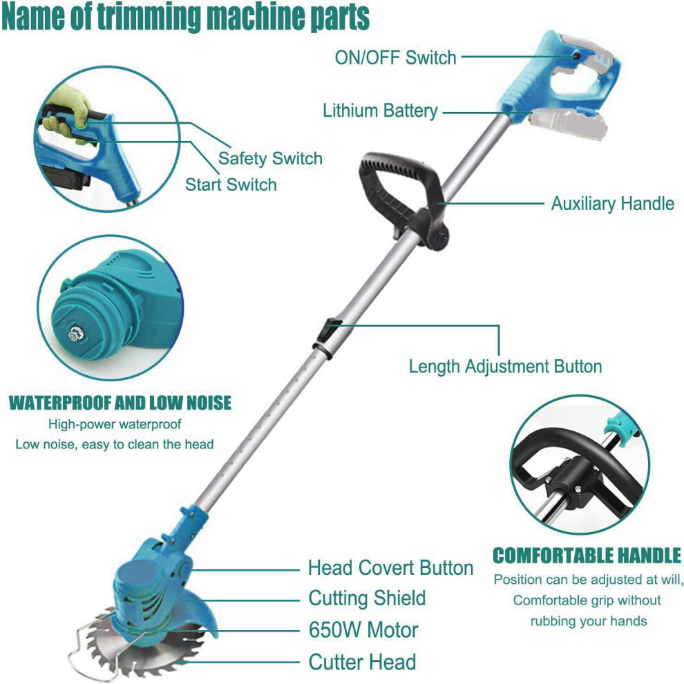 Cordless Strimmer Grass Trimmer+2Battery+Charger-Makita Compatible