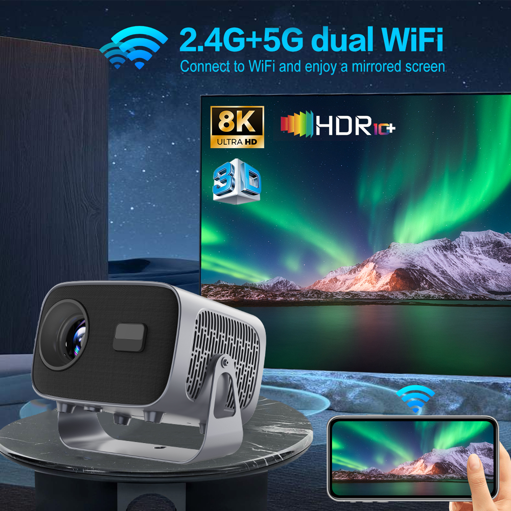 Portable Mini Projectors Full HD 1080P Projector 4K Smart Android IOS WiFi LED Video Movie Projector LED Home Theater Cinema Beamer