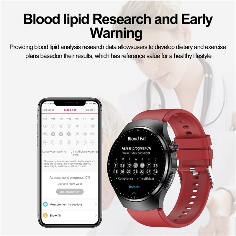 Smart Watch Uric Acid Lipids Blood Glucose ECG Health Monitoring