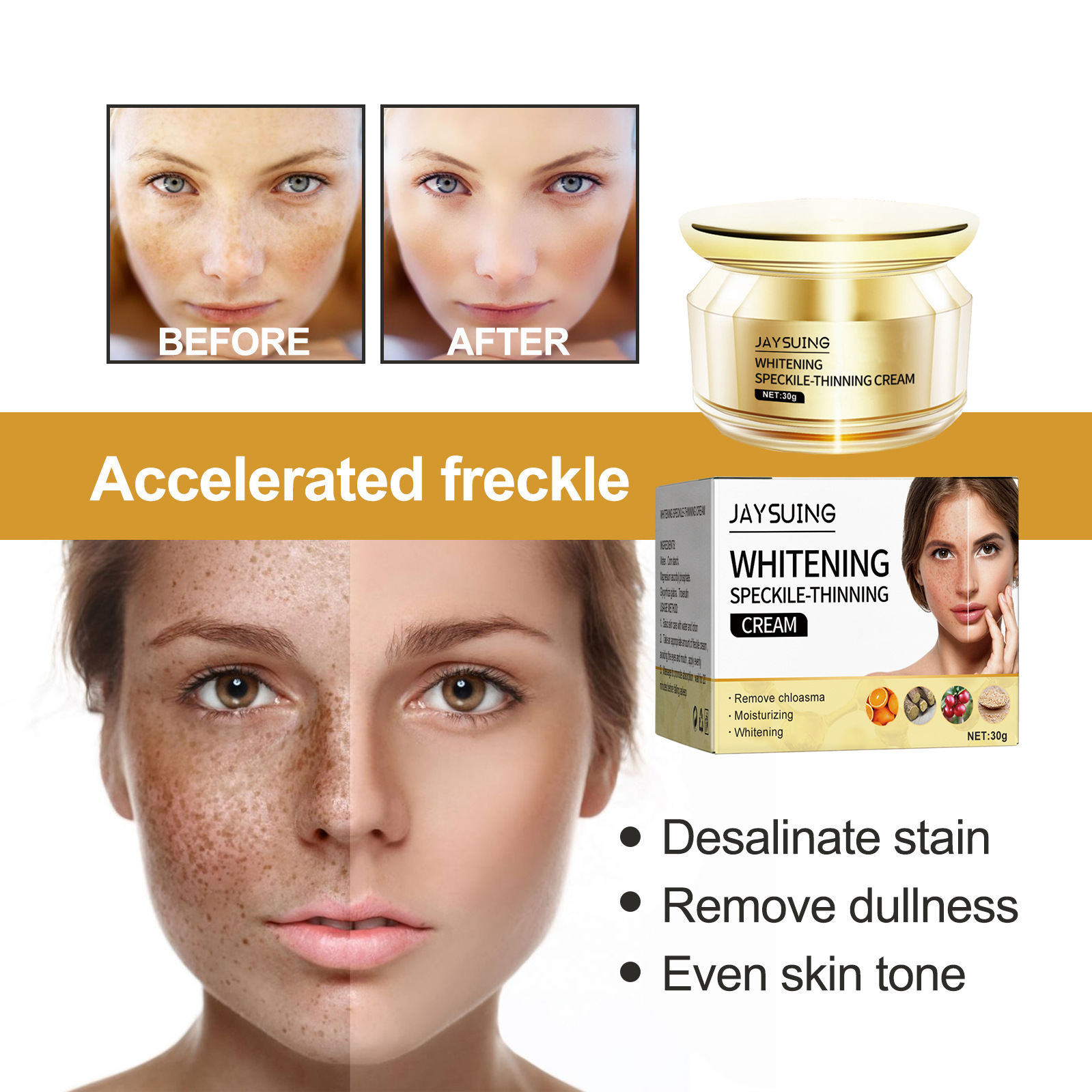 (1 PC) Fade Pigmentation Facial Lightening Cream Anti Dark Spots Cream Removal Melasma Freckles Correct Melanin Dullness Hydrate Face Skin Care Moisturize