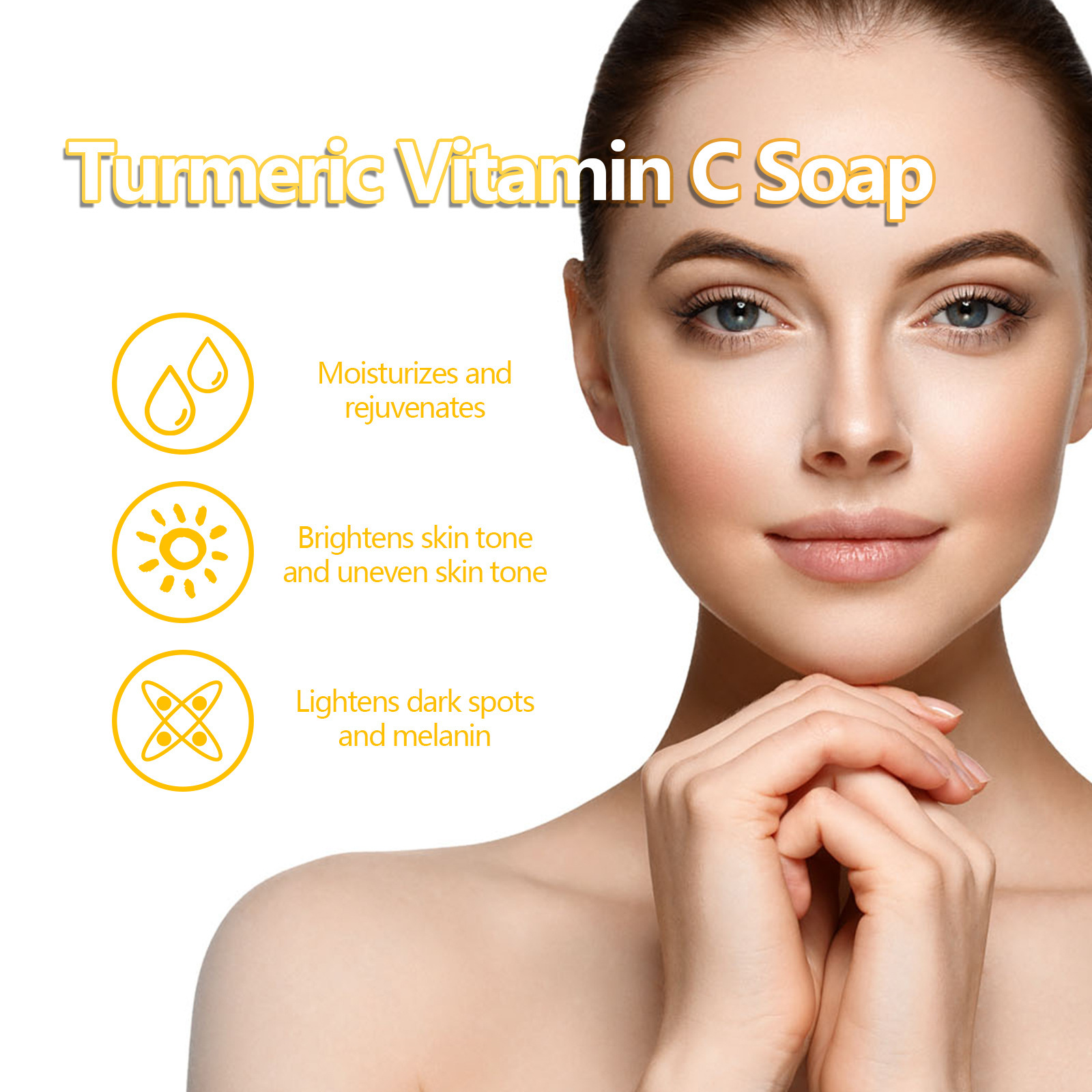(1 PC) Turmeric Bar Soap Oil Control Vitamin C Face Skin Cleaning Pores Shrink Nourish Brightening Face Lightening Soap Brightens Skin Moisturizes