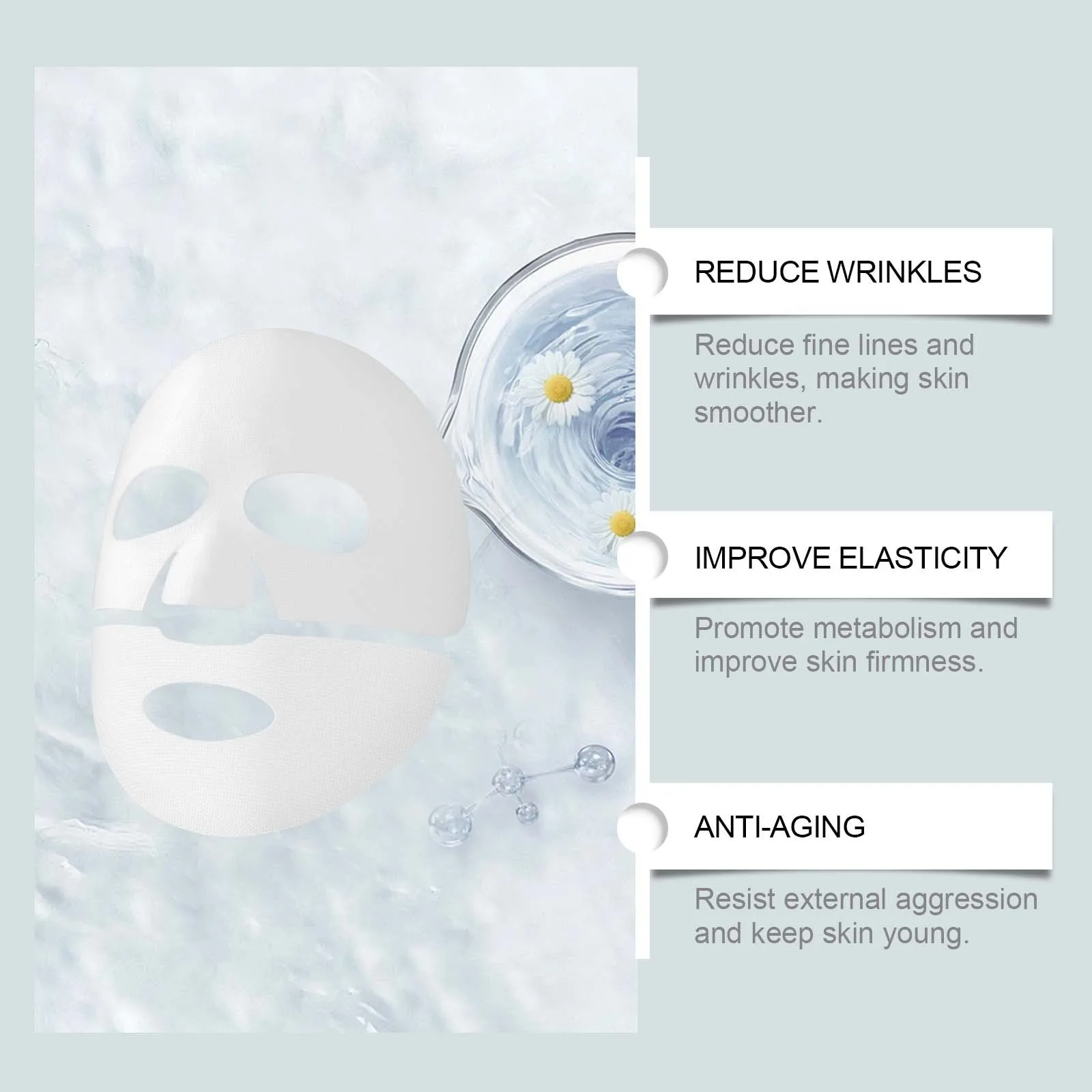 (4pcs Boxed) Collagen Face Mask Hydrating Firming Nourishing Shrinking Pores Fade Fine Lines Moisturizing Refreshing Hyaluronic Acid Sheet Mask Korean Skin Care