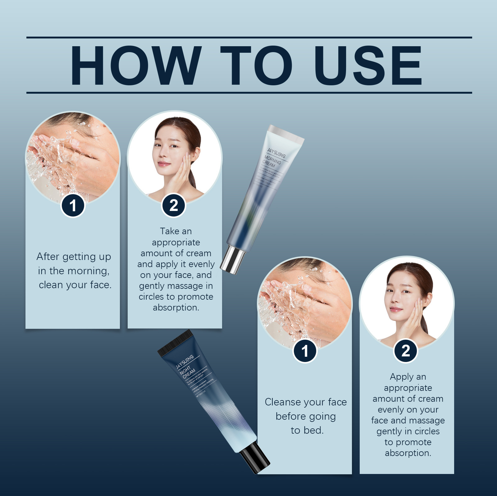 Jaysuing Day Night Cream Sets Shield Cream Moisturizing Skin Evening Cream Nourishing Face Cream Hydrating Firming Repairing Skin Cream