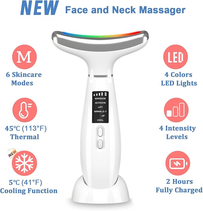 Thermal and Cooling Function Face Massager 4 Colors LED Facial Neck Lift Firming Beauty Device Multifunctional Skin Care Tools