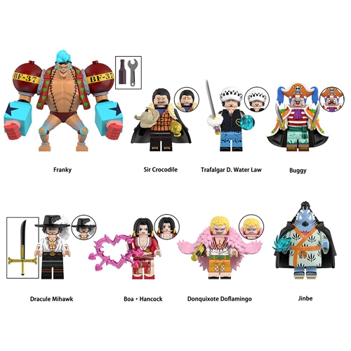 8pcs One Piece OP Hancock Donquixote Jinbe D·Teach Anime Mini Man Figure Fit Lego