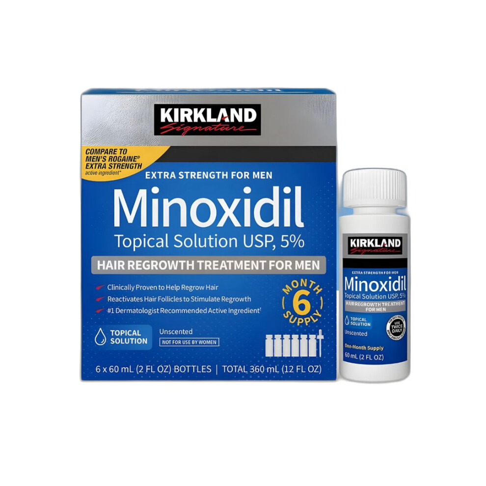 6 Months Kirkland Minoxidil 5, Mens Hair Loss Treatment New packaging Hair Regrowth Treatment Topical Solution