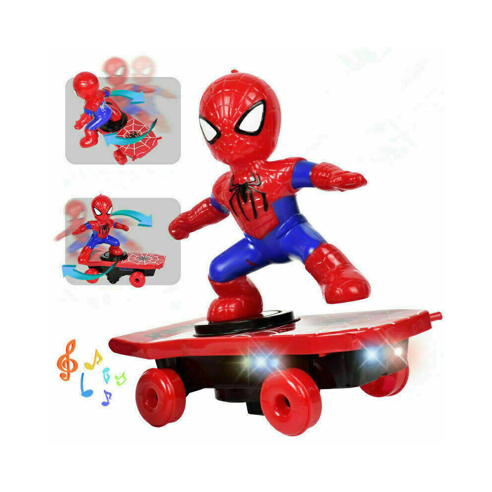 Spiderman Electric Skateboard 360u00b0 Rotation Music With Light Kids Toys Xmas Gift