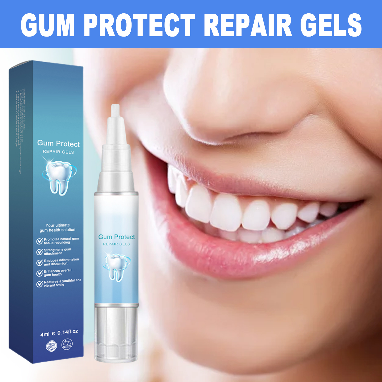 Gum Repair Gel Rebuilding Strengthen Whiten Remove Breath Inflammation Oral Tooth Bad Protect Anti Gingival Stains Recessio